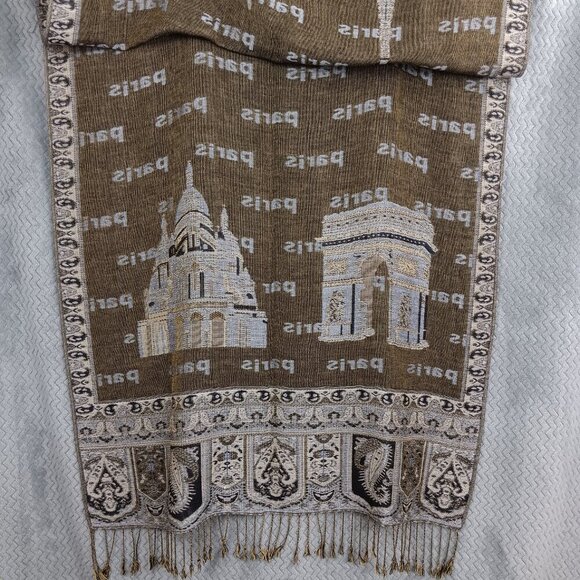 Reversible Women Paris Eiffel Tower City Tour Pashmina Shawl Wrap Scarf Gray - Picture 6 of 6